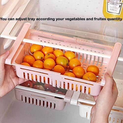 3PC Storage Basket For Fridge Fresh Spacer Layer Storage Rack Adjustable And Stretchable Fridge Drawer Basket Kitchen Organizer