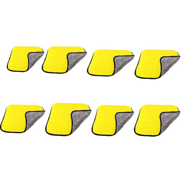 PACK OF 8 MICRO FIBER CLOTH DOUBLE SIDE IMPORTED TOWEL - YELLOW AND GREY