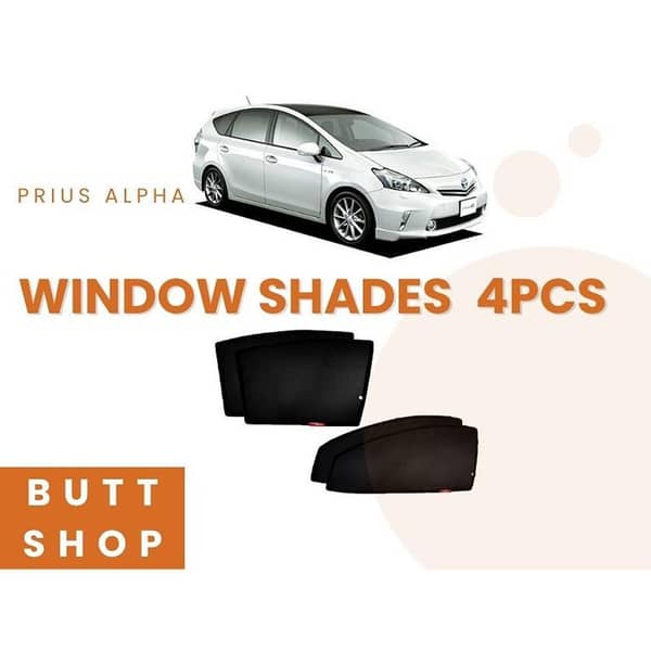 TOYOTA PRIUS ALPHA SUN SHADES / WINDOW CURTAINS / BLINDS (DARK) BLACK 4PCS
