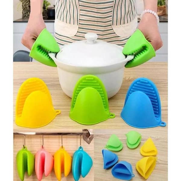 2Pcs / Pair Silicone Heat Resistant Gloves Clips Insulation Non Stick Anti-slip Pot Bowel Holder Clip Cooking Baking Oven Mitts
