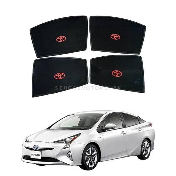 2018 TOYOTA PRIUS Window Blinds with Logo - Black Sun Shades, 4-Piece Set