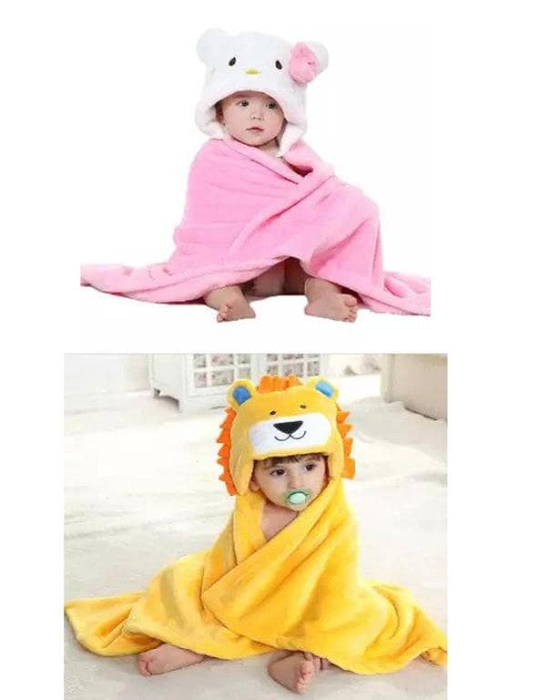 Cute Baby Blanket Newborn Baby Wrap Swaddling Animals Blanket set of 2