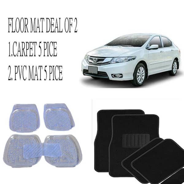 Honda  City IVTEC FLOOR MAT DEAL OF 2 ( . CARPET 5 PICE , PVC MAT 5 PICE )