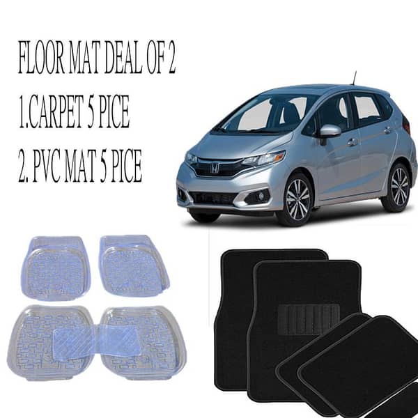 Honda Fit FLOOR MAT DEAL OF 2 ( . CARPET 5 PICE , PVC MAT 5 PICE )