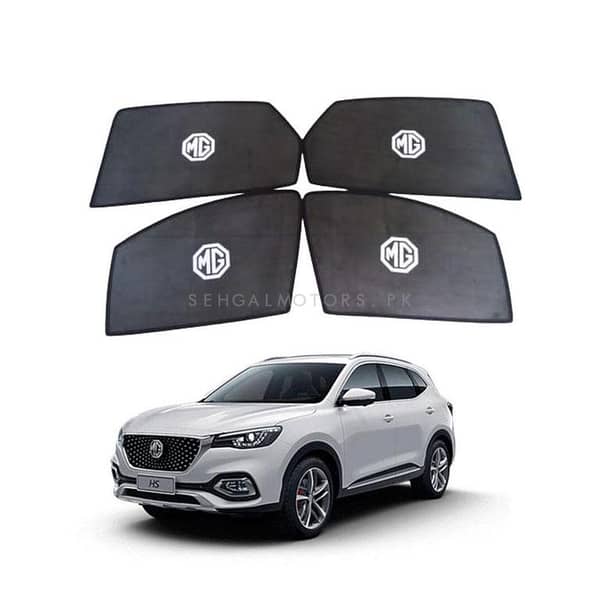 MG HS Window Curtains and Blinds - 4-Piece Dark Black Sun Shades with Logo