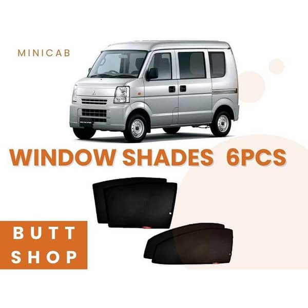 MITSUBISHI MINI CAB BLACK WINDOW CURTAINS/SUN SHADES/BLINDS - 6 PIECE SET