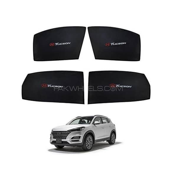 4-Piece Black Window Curtains for Hyundai Tucson with Logo - Sun Shades and Blinds