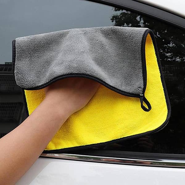 2-FACED SOFT TOUCH MICROFIBER TOWEL -yellow and grey