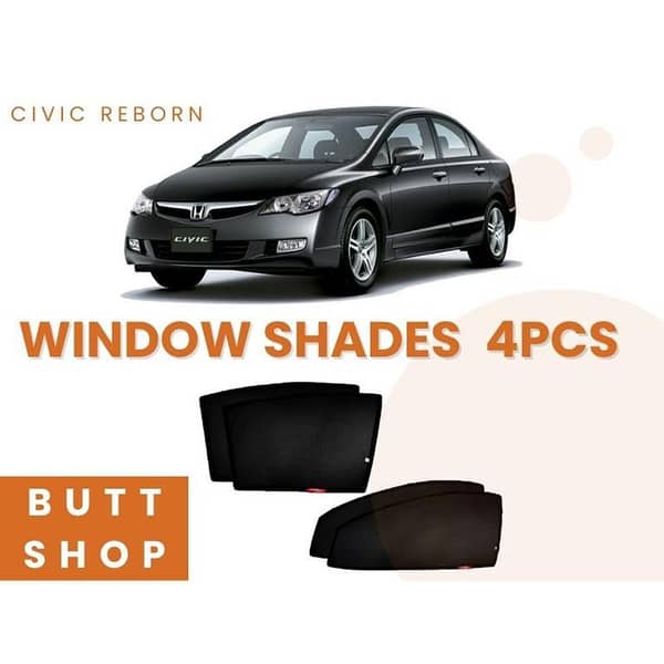 HONDA CIVIC REBORN BLACK SUN SHADES / WINDOW CURTAINS / BLINDS - 4 PIECE SET