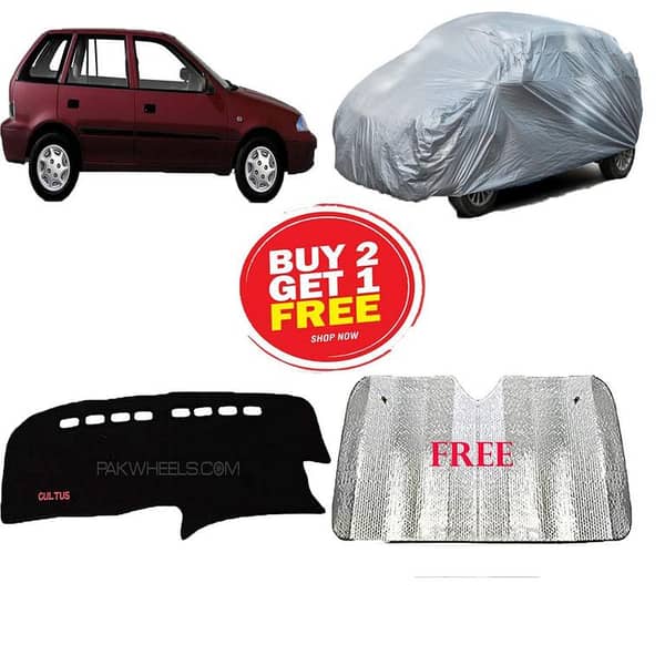 Purchase 2 Suzuki Cultus Top Covers and Receive 1 Dashboard Cover with a Free Silver Sun Shade