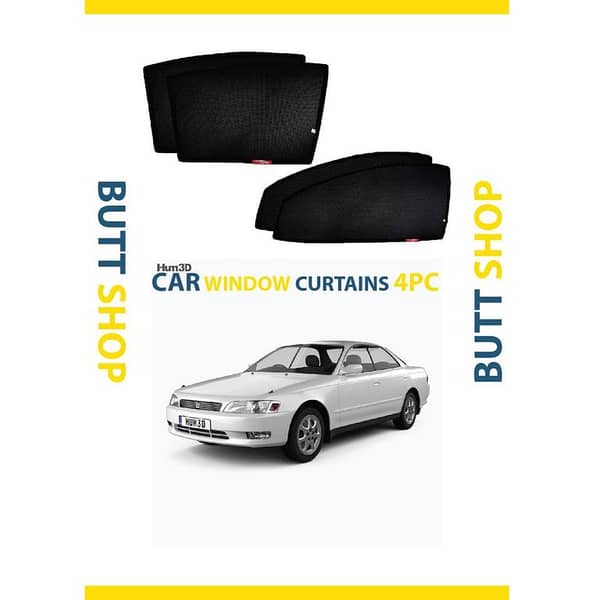 4-Piece Black Side Curtains/Sun Shades for TOYOTA MARK 2 - UV Protection and Easy Installation