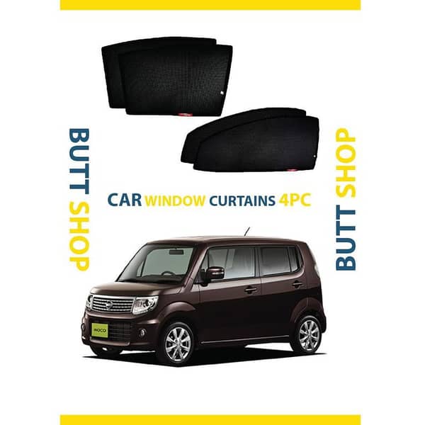 2018 NISSAN MOCO 4-Piece Black Window Curtain and Sun Shade Side Curtain Set