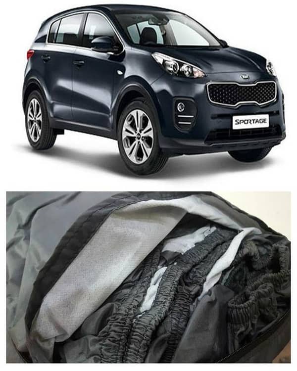 Imported Tafeeta White Fuzzing Top Cover for KIA Sportage - 100% Water and Dew Resistant