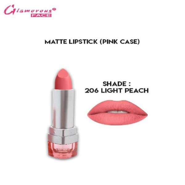 Glamorous Matte Lipstick with Vitamin E & Aloe Vera Extracts, Shade 206 - Light Peach