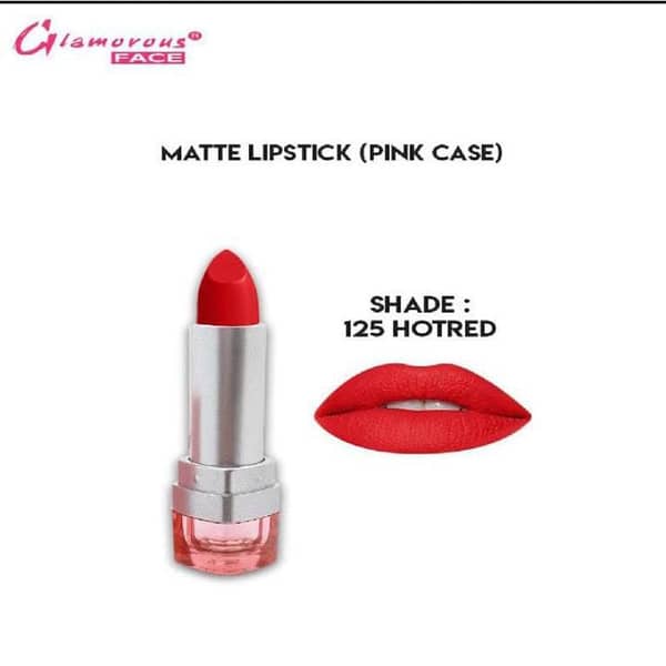 Glamorous Face Matte Lipstick Vitamin E & Aloe Vera Extracts (shade 125) (Hot Red)