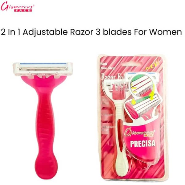 Glamorous Face 2-in-1 Adjustable Razor with 3 Blades for Women