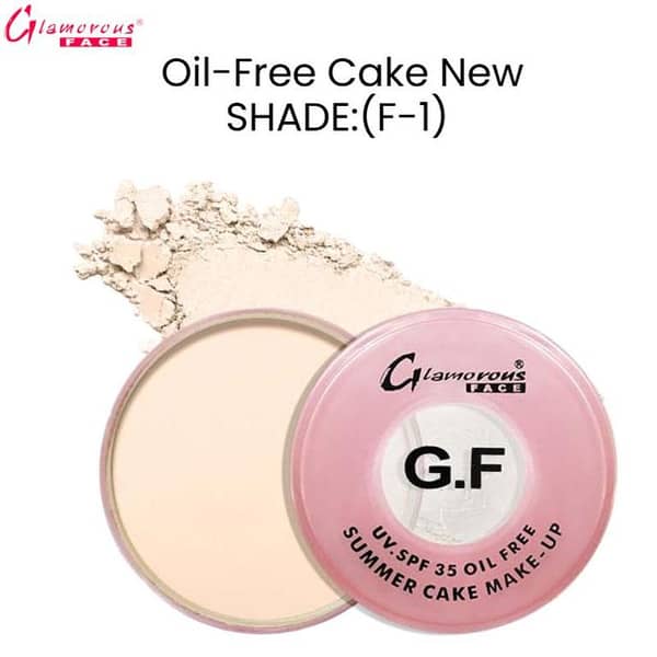 Glamorous Face Oil-Free Cake - New Shade F-1 for a Smooth, Matte Finish