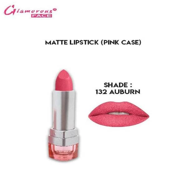 Glamorous Matte Lipstick with Vitamin E and Aloe Vera Extracts - Shade 132 Auburn