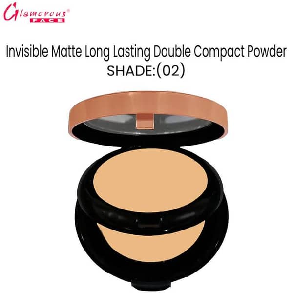 Glamorous Face Double Compact Powder - Invisible Matte Finish, Long Lasting (Shade 02)