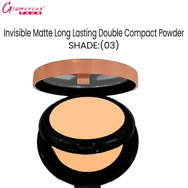 Glamorous Face Invisible Matte Double Compact Powder - Long Lasting (Shade: 03)