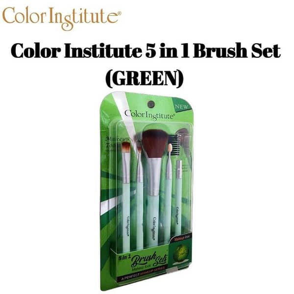 Color Institute 5-in-1 Green Brush Set for Makeup Application