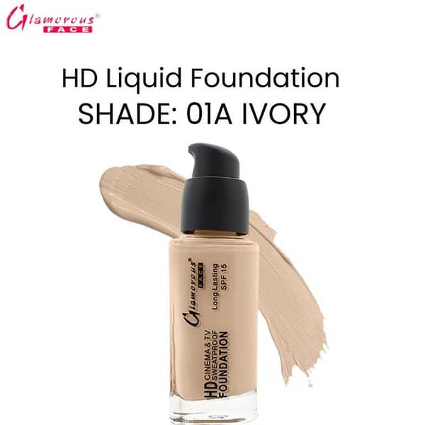 Glamorous Face HD Liquid Foundation in 01 A Ivory - Flawless Complexion with High-Definition Coverage
