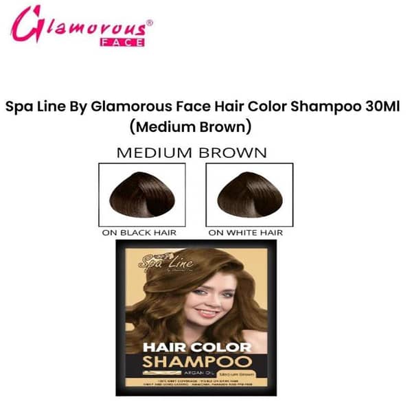 Glamorous Face Spa Line Hair Color Shampoo 30ml in Medium Brown