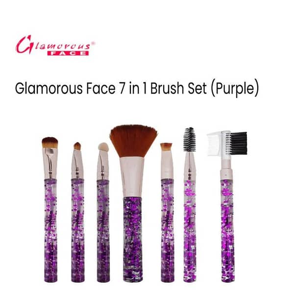 Glamorous Face 7-Piece Brush Set in Purple for All Your Makeup Needs