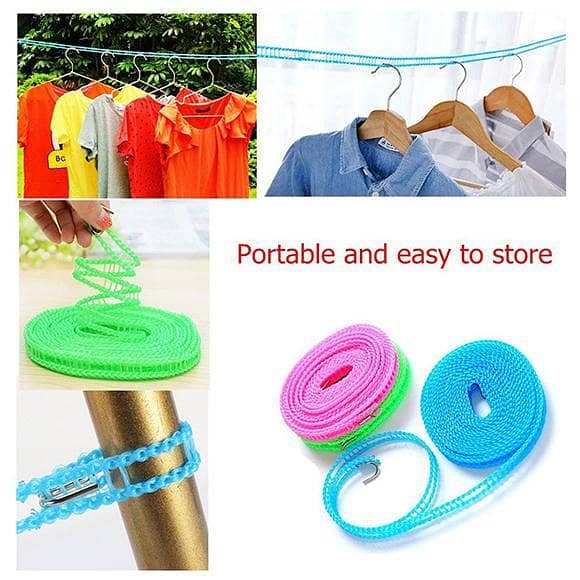 (5 Meter) Clothesline Adjustable for Indoor Outdoor Laundry Drying Rope.