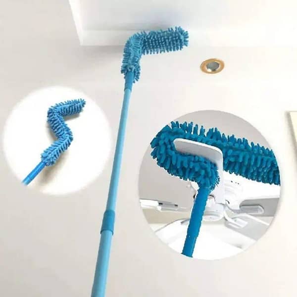 Microfiber Fan Cleaning Duster Flexible Fan mop for Quick and Easy Cleaning of Home, Kitchen, Car, Ceiling, and Fan Dusting Office Fan Cleaning Brush with Long Rod (Blue)
