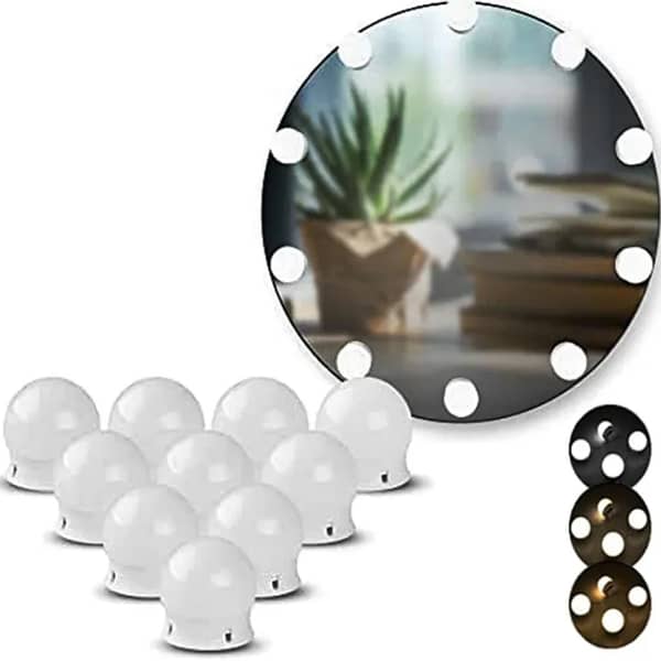 Vanity Lights for Mirror Dimmable Mirror Lights Stick On, 3 Colors Makeup Light, Makeup Mirror Lights, Vanity Lighting Fixtures, USB Powered Vanity Lights for Mirror, 3 Colors Hollywood Style LED Makeup Mirror Lights