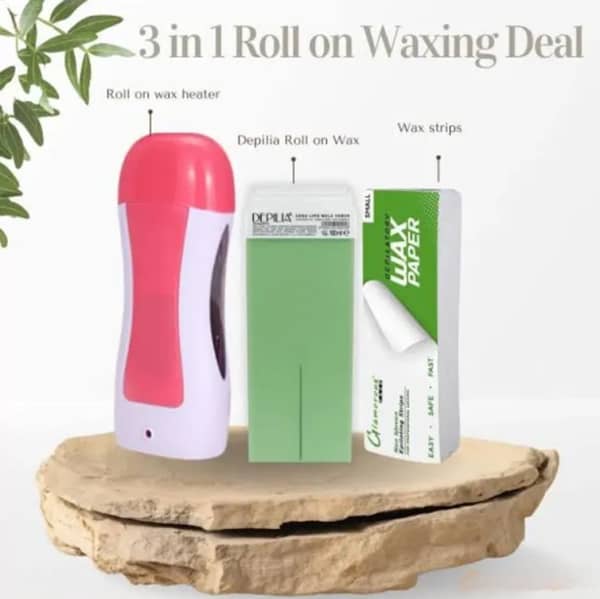 3 in 1 Depilatory Roll On Heater - Wax Heater with Epilator Machine Cartridge for Underarm and Face Hair Removal