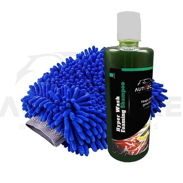 AutozCare Hyper Wash Foaming Shampoo with Wash Mitt Cleaning Glove Set (2-Pack)