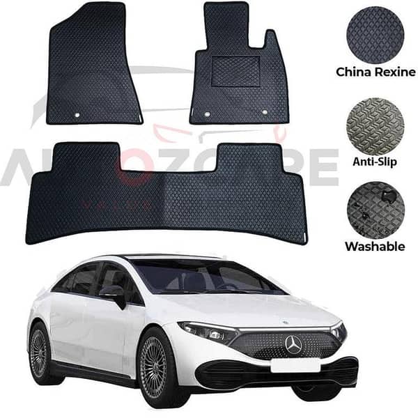 Mercedes AMG EQS 450 Rexine Floor Mats Set (3 Pieces) for Models 2021-2025