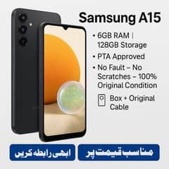 Samsung A15 6/128 PTA Approved – 4 Months Warranty – Like New