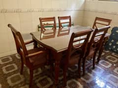 Sheesham Wood 6 Seated Dining Table Heavy 12mm Glass