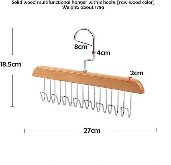 Multifunctional Wood Hanger 8 Hooks Underwear Scarf Sling Tie Storage Rack Household Dormitory Clothes Drying Hangers Wardrobe Organizer Accessories