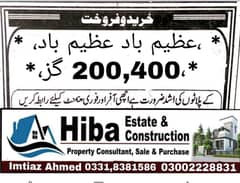Required Azeemabad Azeemabad 200,400, Sale And Purchase Contact Hiba Estate 0,3,3,1,8,3,8,1,5,8,6