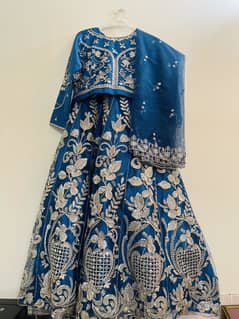 Dress / lehnga / wedding wear dress / Elegant blue embroidered dress