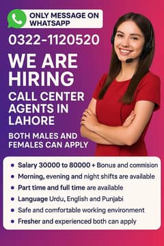 we are hiring call center agents in Lahore