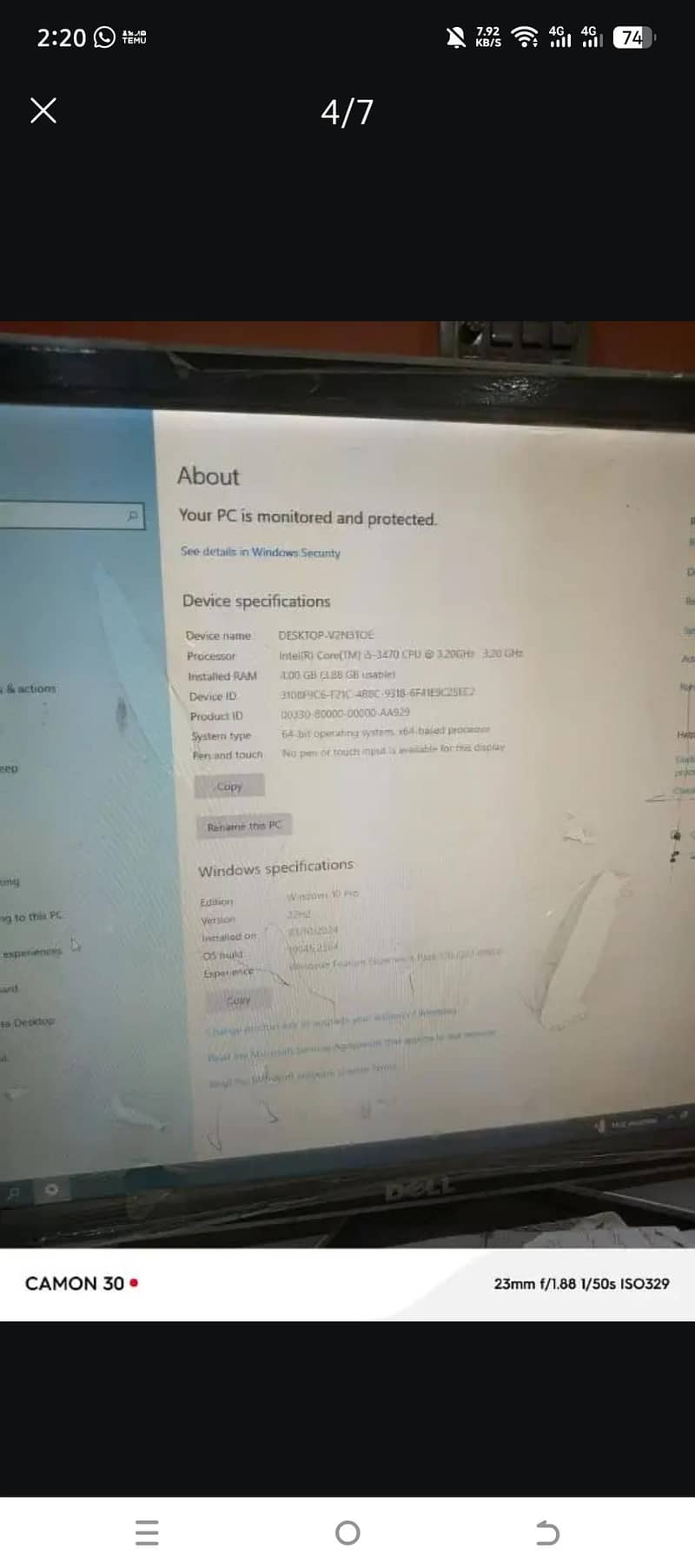 Complete Computer with Slim DELL Led & CPU 7