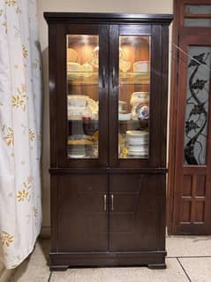 Wooden crockery/book showcase