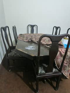 6 Chairs wooden dining table (Used)