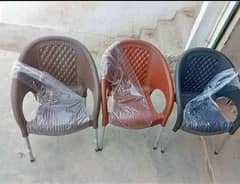 plastic chairs and table