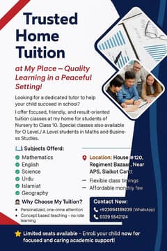 Tuition By Expert Female Tutors—Sialkot Cantt
