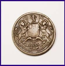 1835 half Anna coin