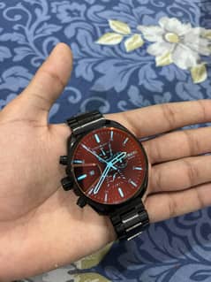 Diesel MS9 Black Stainless Steel Red Dial Chronograph