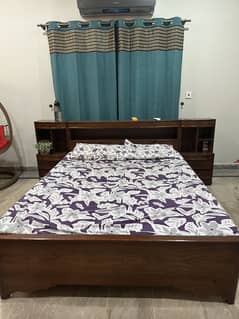 Solid Wood Bed Set with Mattress & Side Tables