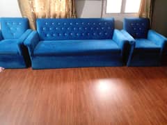 5 seater velvet soft set in blue