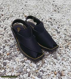 Men's handmade new Peshawari chappal Black